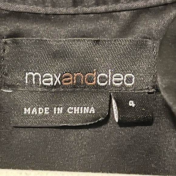 Max And Cleo Black Short Sleeve Sheer Top Geometric Bottom Cocktail Dress Size 4 - Picture 7 of 16